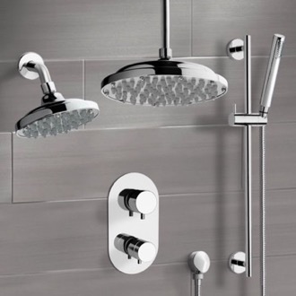 Shower Faucet Thermostatic Dual Shower Head Shower System with Handheld Remer DCS04